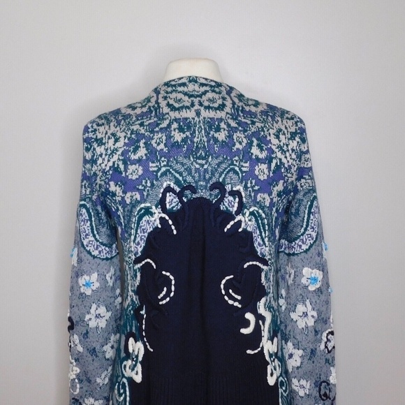 Anthropologie HWR MONOGRAM Emmia Hand-Stitched Embroidered Cardigan Sweater S - Picture 10 of 15